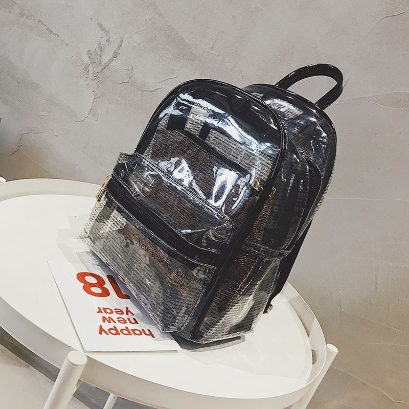 Zwarte doorzichtige tas Transparante rugzaktassen