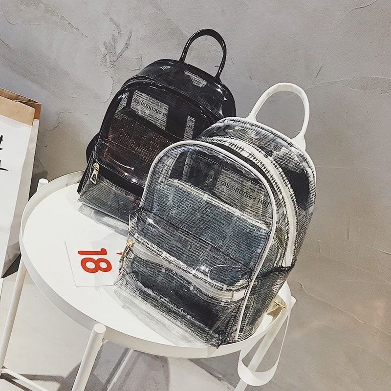 Zilveren doorzichtige tas Krantachtige stijl transparante rugzaktassen