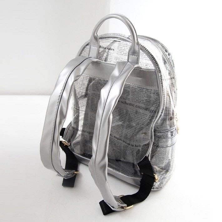 Zilveren doorzichtige tas Krantachtige stijl transparante rugzaktassen