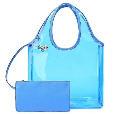 White Clear Tote Bag Large Tote Handbags with Removable Wide Strap
