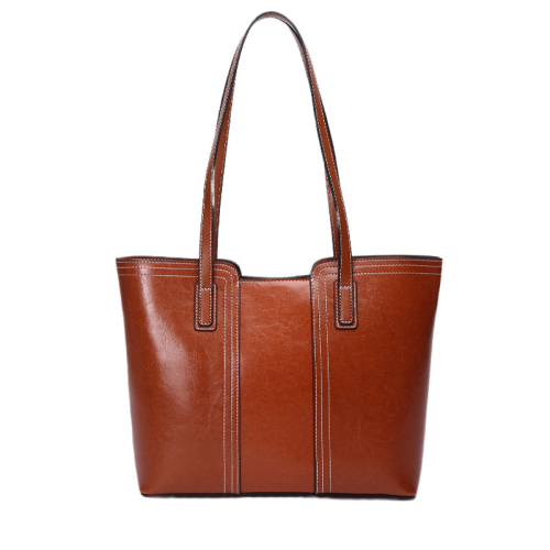 Brown Leather Shoulder Tote Bags Work Handbags