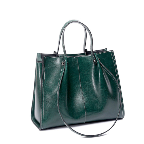 Green Leather Shoulder Tote Handbags Daily Bags