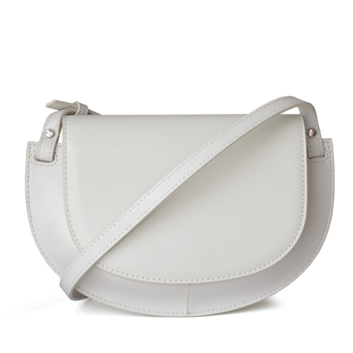 White Leather Saddle Bag Chic Flap Crossbody Purse For Outgoing