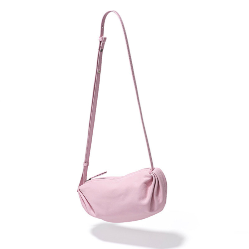 Pink Leather Small Plisse Bag Metallic Small Crossbody Purse