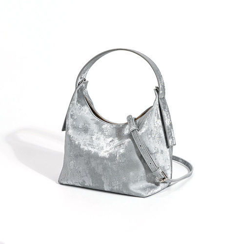 Grey Leather Top Handle Crossbody Purses Polish Handbags